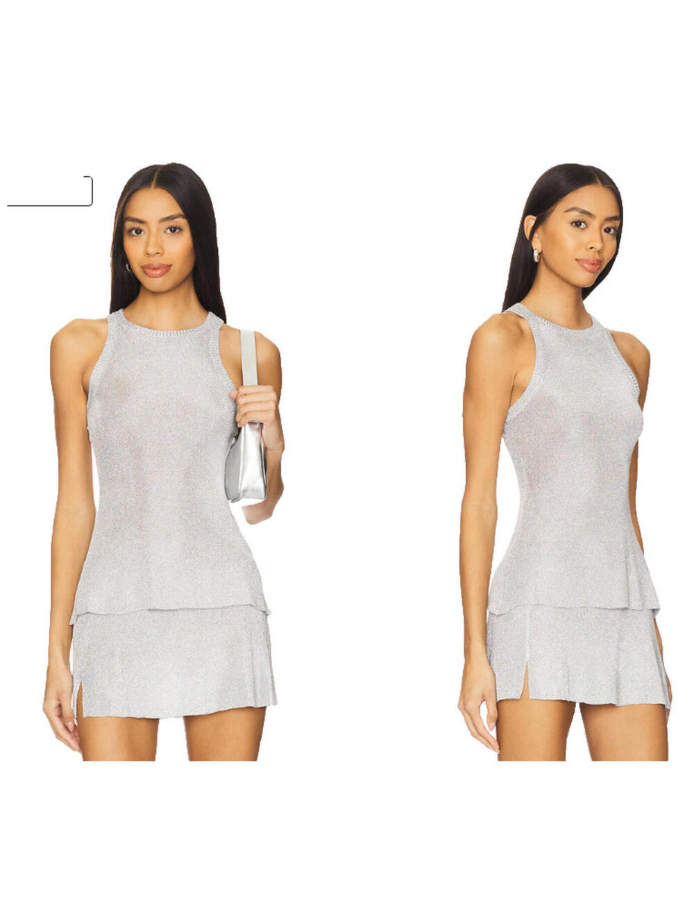 Revolve Millie Top sleveless By Guizio SILVER SIZE L $128msrp